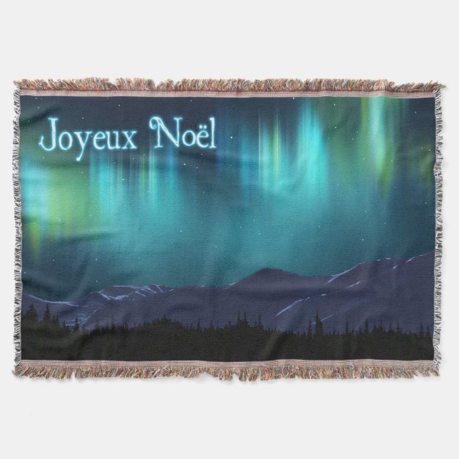 Joyeux Noёl - Aurora Borealis Throw Blanket (Front)