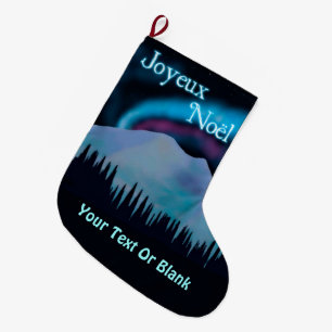 Joyeux Noёl - Blue Aurora Large Christmas Stocking