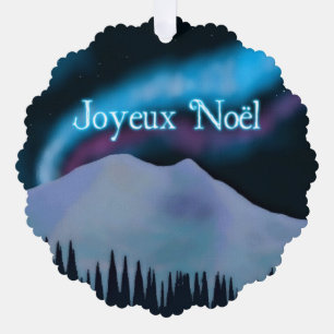 Joyeux Noёl - Blue Aurora  Ornament Card