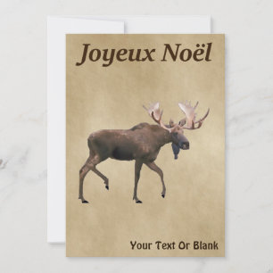 Joyeux Noёl - Bull Moose On Old Paper