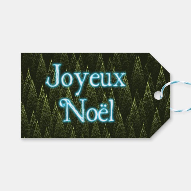 Joyeux Noёl - Conifers Gift Tags (Front (Horizontal))