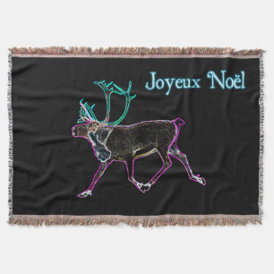 Joyeux Noёl - Electric Caribou Throw Blanket