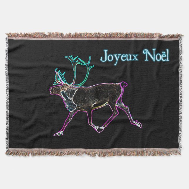 Joyeux Noёl - Electric Caribou Throw Blanket (Front)