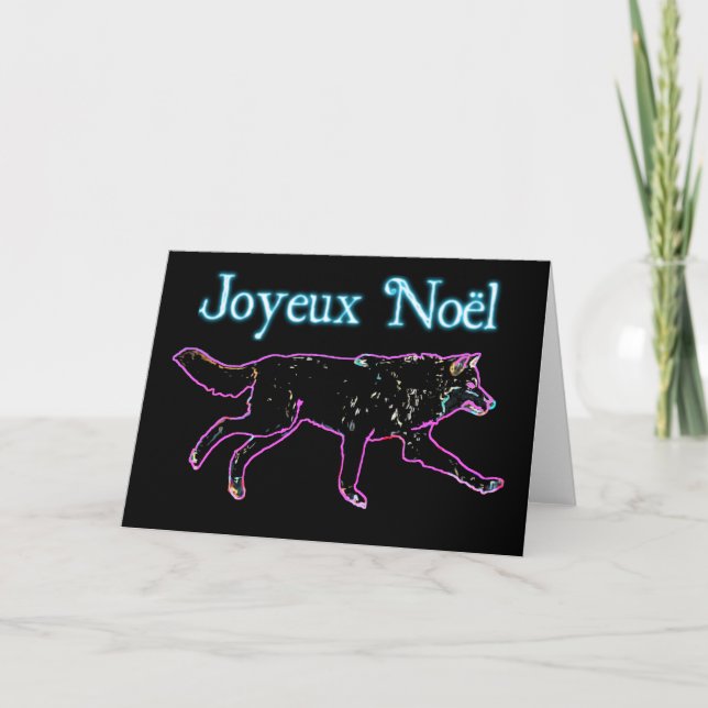 Joyeux Noёl - Electric Wolf Holiday Card (Front)