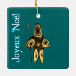 Joyeux Noёl - Fractal Inuit Hunter Ceramic Ornament