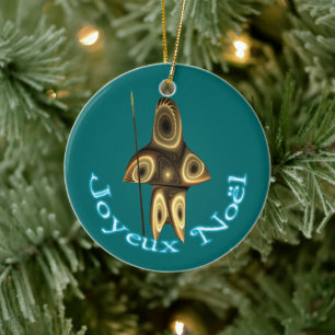 Joyeux Noёl - Fractal Inuit Hunter Ceramic Ornament
