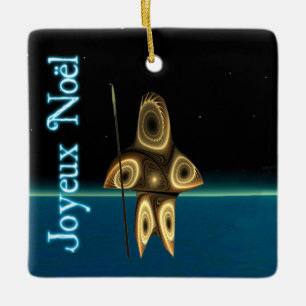 Joyeux Noёl - Fractal Inuit Hunter Ceramic Ornament
