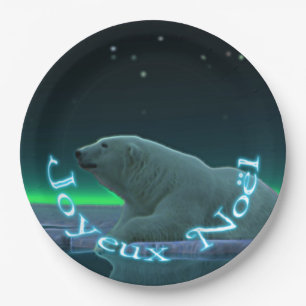 Joyeux Noёl - Ice Edge Polar Bear Paper Plate