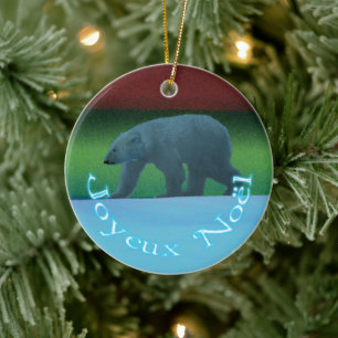 Joyeux Noёl - Polar Lights Polar Bear Ceramic Ornament