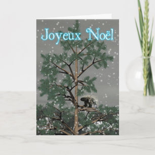 Joyeux Noёl - Porcupine In A Pine Tree Holiday Card