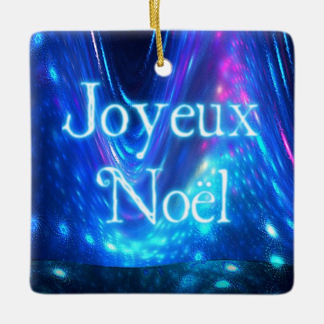 Joyeux Noёl - Qaanaaq - Northern Lights Ceramic Ornament (Front)