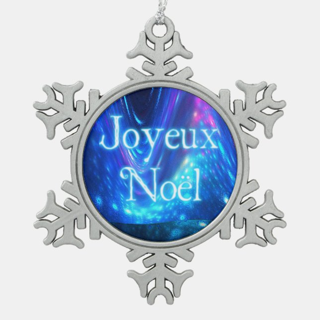 Joyeux Noёl - Qaanaaq - Northern Snowflake Pewter Christmas Ornament (Front)