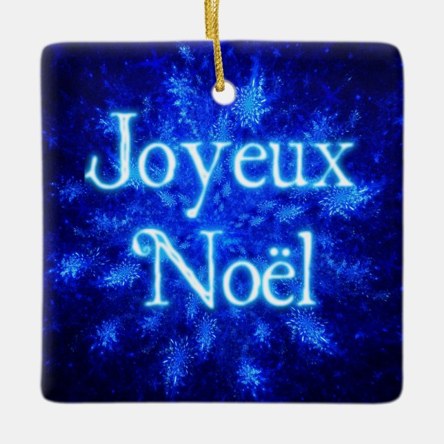 Joyeux Noёl - Snowburst Ceramic Ornament (Front)