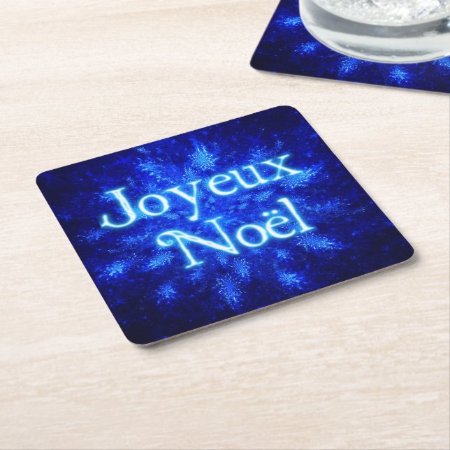 Joyeux Noёl - Snowburst Square Paper Coaster (Angled)