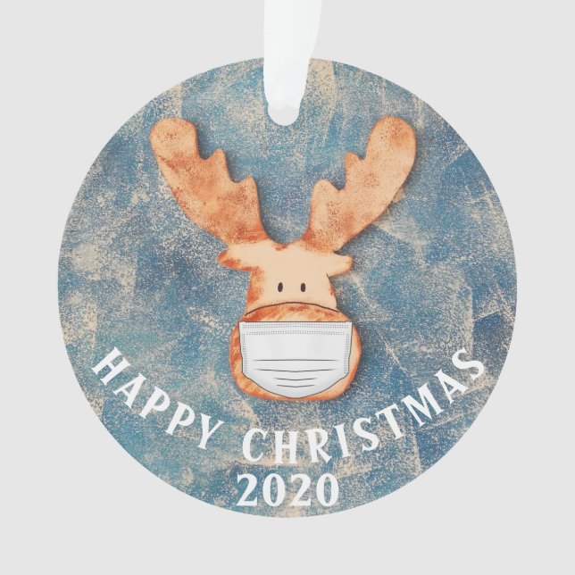 Joyeux Noël 2020 Drôle Cerf avec Masque Visage (devant)