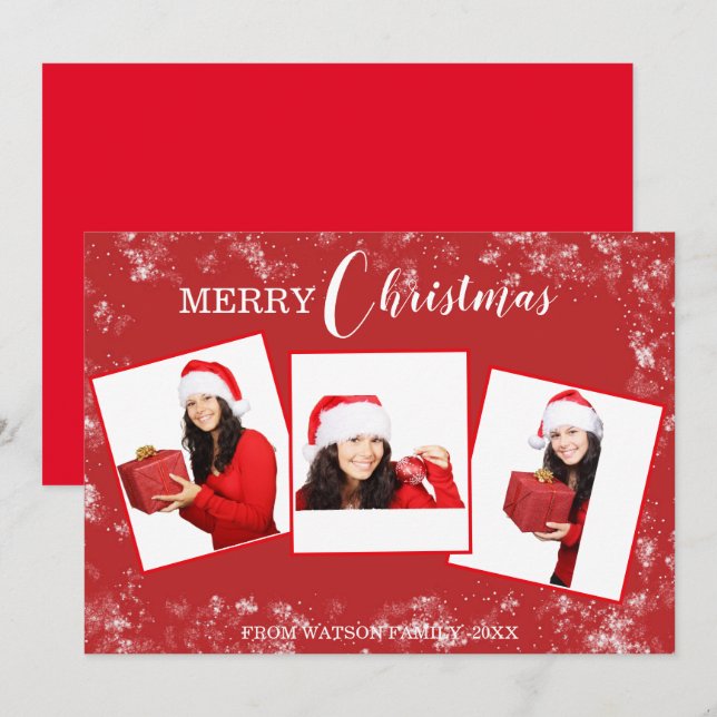 Joyeux Noël 3 Photo Collage Carte de vacances (Devant / Derrière)
