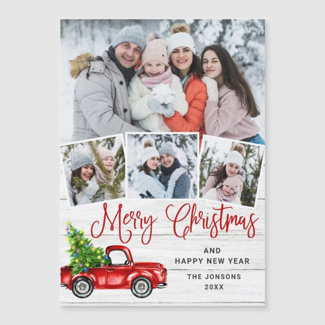 Joyeux Noël 4 PHOTO Carte magnétique de vacances (Devant)