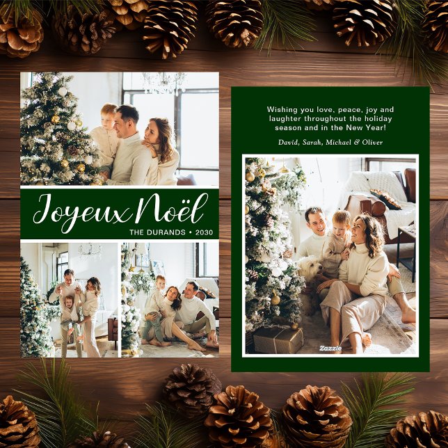 Joyeux Noel 4 Photo Flat Holiday Card (Creator Uploaded)