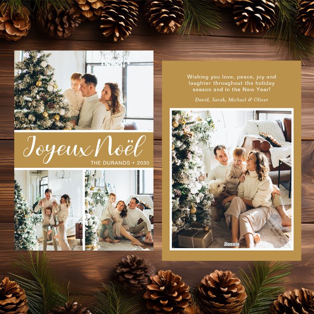 Joyeux Noel 4 Photo Flat Holiday Card (Creator Uploaded)