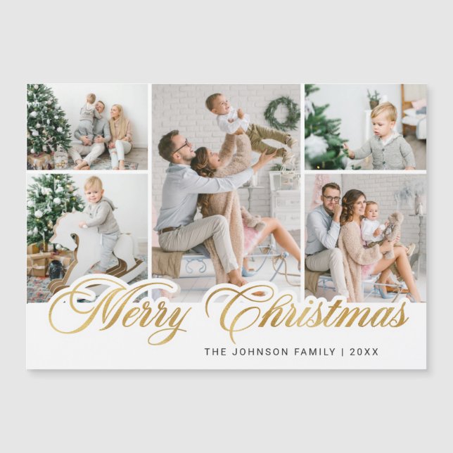 Joyeux Noël 5 PHOTO Grey Carte magnétique (Devant)