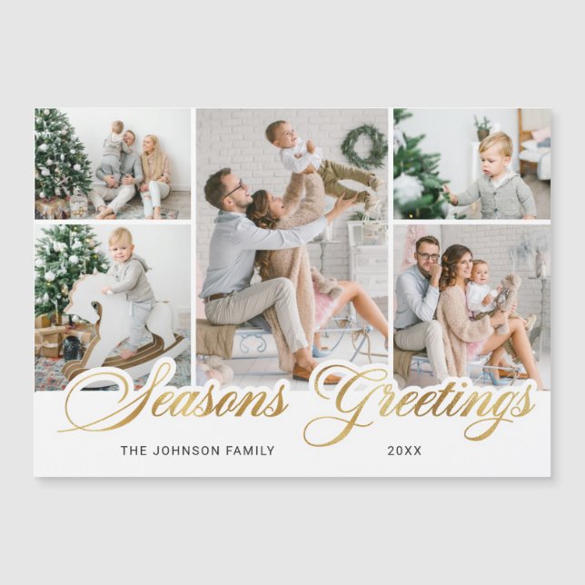 Joyeux Noël 5 PHOTO Grey Carte magnétique (Devant)