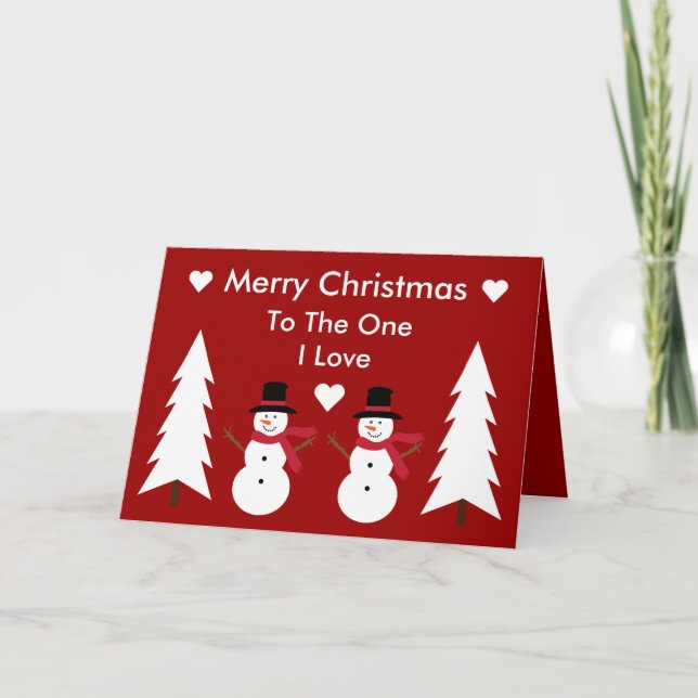 Joyeux Noël À Celui Que J'Aime Carte Snowmen (Devant)