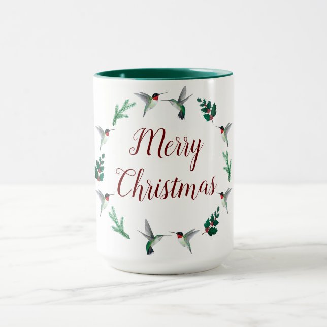 Joyeux Noël à gorge rubis colibris Mug (Centre)