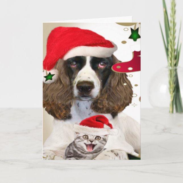 Joyeux Noël Anglais Springer Cartes d'espagnol (Devant)