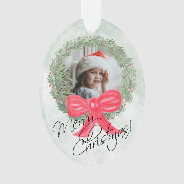 Joyeux Noël Aquarelle Pine Wreath Cadre photo (devant)