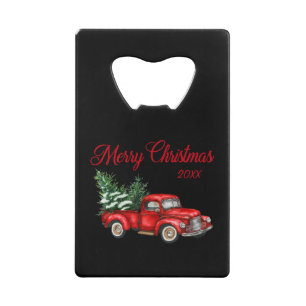Joyeux Noël Arbre Année Vintage Camion Rouge Noi