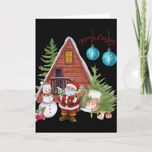 Joyeux Noël Arbre Carte de vacances (Devant)