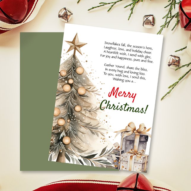 Joyeux Noël Arbre de Noël Poème Carte de voeux (Elevate your upcoming event with this cozy Christmas invitation and heartwarming poem!)