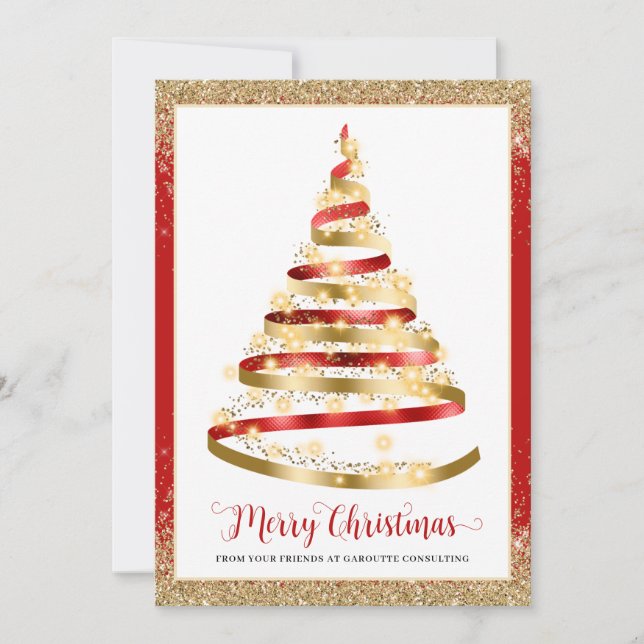 Joyeux Noël Arbre Entreprise Logo Carte de vacance (Devant)