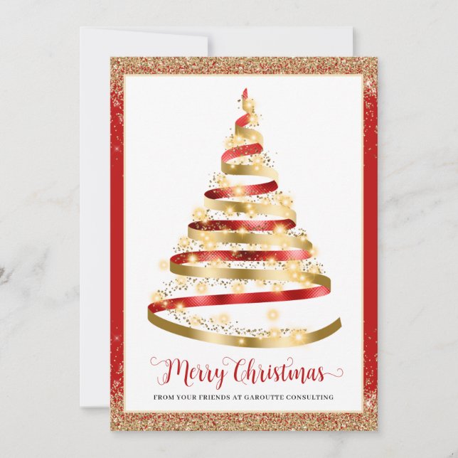 Joyeux Noël Arbre Entreprise Logo Carte de vacance (Devant)