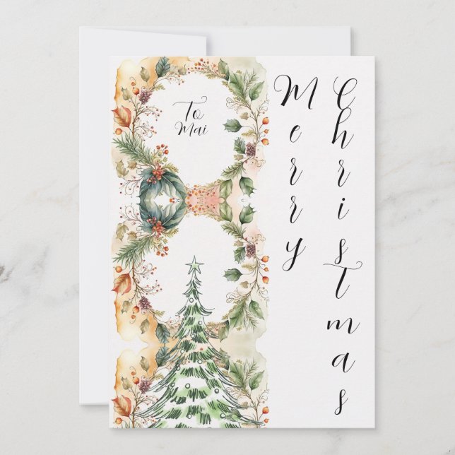 Joyeux Noël Arbre Floral Carte de voeux (Devant)