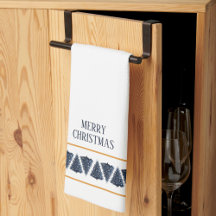 Joyeux Noël Arbre Frontière Serviette de cuisine