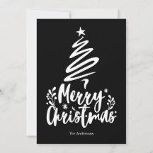 Joyeux Noël Arbre noir Carte de Noël