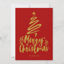 Joyeux Noël Arbre rouge Carte de Noël