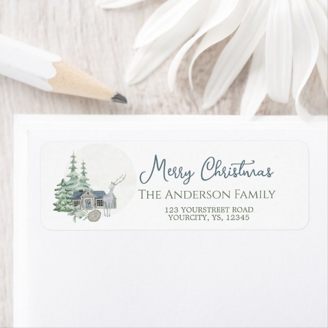 Joyeux Noël arbres maison de cerfs rustique (En situation)