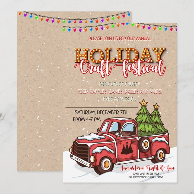 Joyeux Noël Artisanat Festival Invitation (Devant / Derrière)