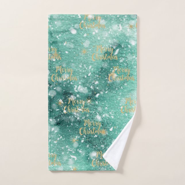 Joyeux Noël avec des flocons de neige (Serviette à main)