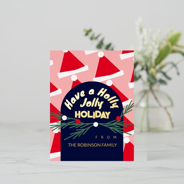 Joyeux Noël avec une carte de vœux rose mignonne (Debout devant)