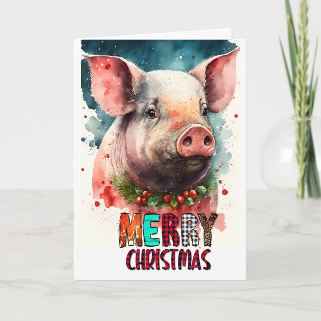 Joyeux Noël bébé COCHON Carte (Devant)