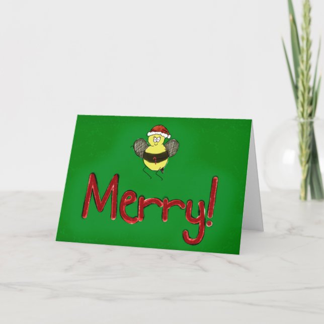 Joyeux Noël Bee Merry Papier Carte de voeux (Devant)