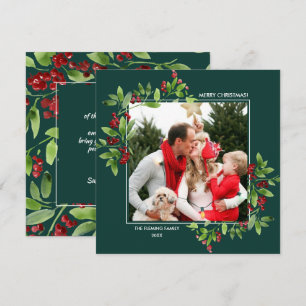 Joyeux Noël. Berry Branches Cartes photos plats