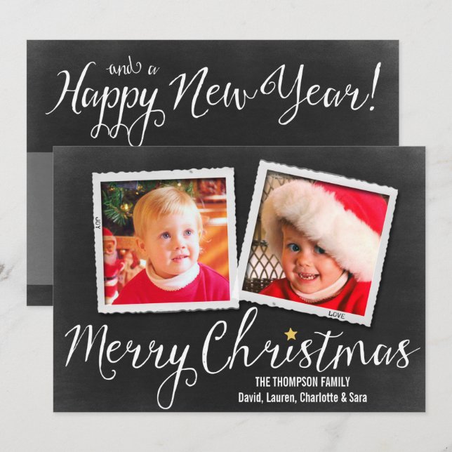 Joyeux Noël Blackboard 2 carte photo (Devant / Derrière)