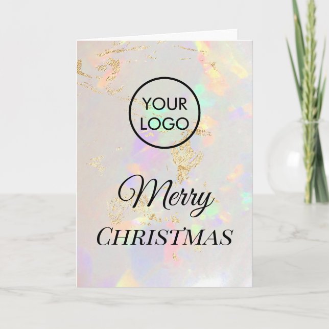 Joyeux Noël blanc opale texture carte (Devant)