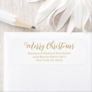 Joyeux Noël blanc or calligraphie adresse