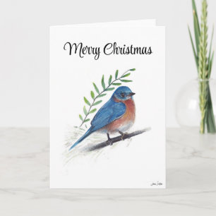 Joyeux Noël Bluebird Carte de vacances Oiseau