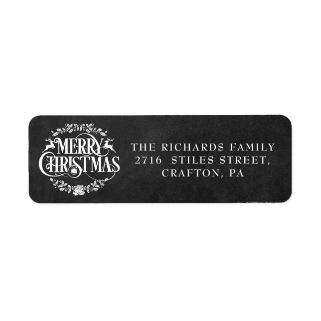 Joyeux Noël Boho Chalkboard Adresse de retour (Devant)